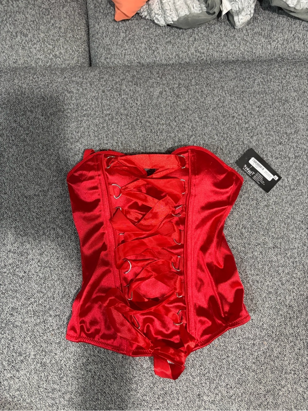 Spirit Red Satin Corset-Style Bustier